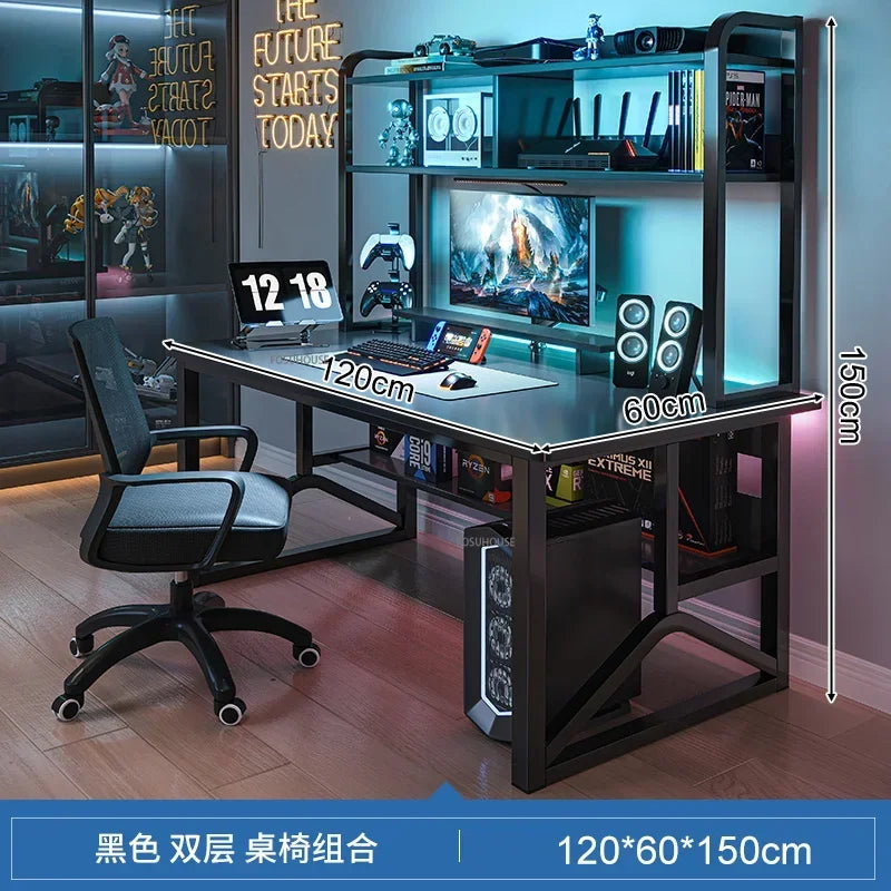 Home Office Table For Pc Gaming Desk Simple Desktop Computer Desks With Bookshelf Furniture Creative Reading Desk Gamer Table X