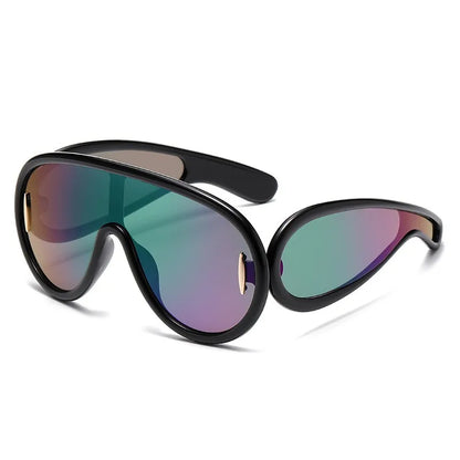 Sports Punk Oversized Sunglasses Steampunk Y2K Women Men Personality Sun Glasses Ladies 2023 Luxury Brand Eyewear Goggle UV400 - Kimlud