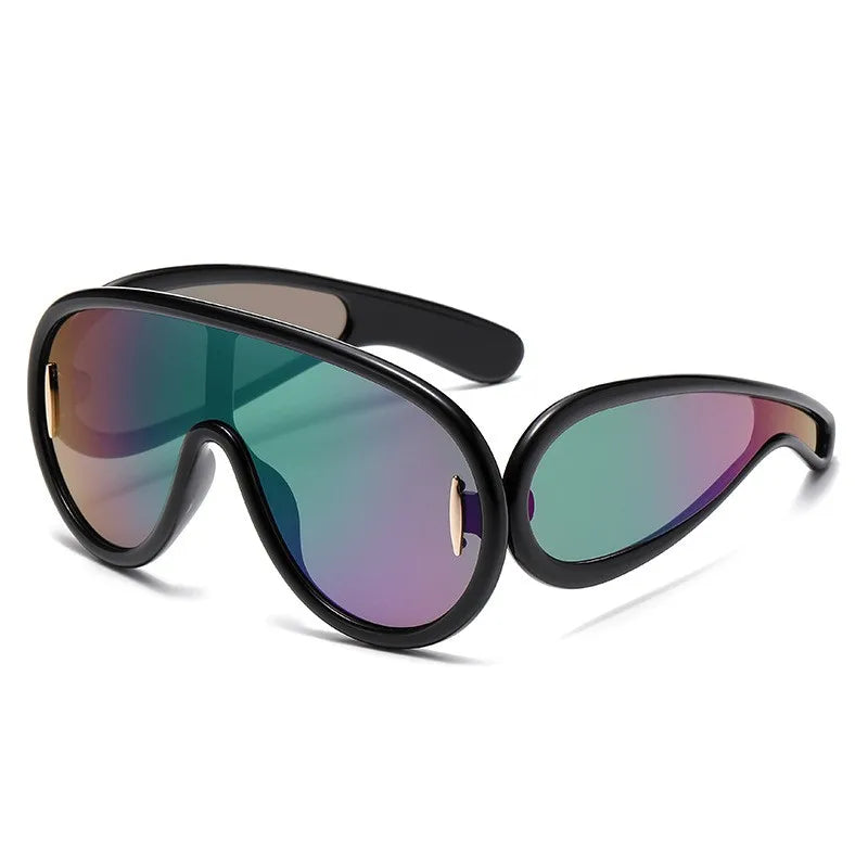 Sports Punk Oversized Sunglasses Steampunk Y2K Women Men Personality Sun Glasses Ladies 2023 Luxury Brand Eyewear Goggle UV400 - Kimlud
