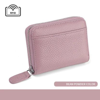 Credit Card Holder Wallet Rfid Blocking Slim Genuine Leather Organizer Zipper Pocket Id Card Pouch Case Purse With 20 Card Slots