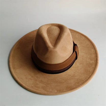 Grayish Brown Suede Hat Wide Brim 2026 NEW Fedora Hat Men Women Autumn Winter Felt Hats Classic Church Fedoras Chapeau...