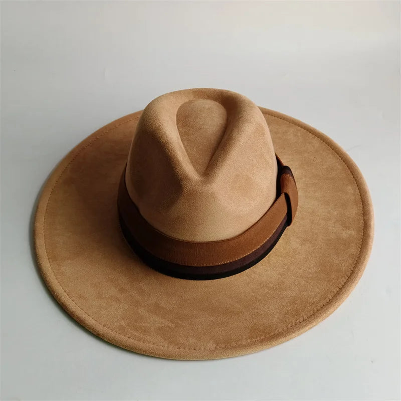Grayish Brown Suede Hat Wide Brim 2026 NEW Fedora Hat Men Women Autumn Winter Felt Hats Classic Church Fedoras Chapeau...