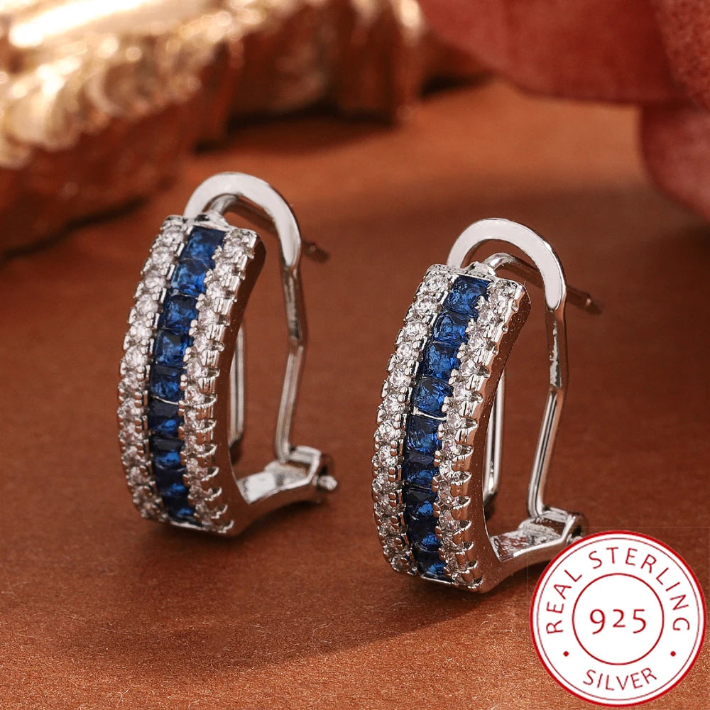 Exquisite Earrings for Women, High-quality Blue Zircon Earrings, Anniversary Gifts, Engagement Earrings, Party Jewelry |...