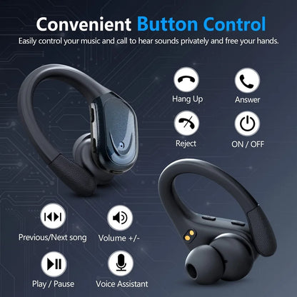 Bluetooth 5.3 Earphones True Wireless Headphones with Mic Button Control Noise Reduction Earhooks Waterproof Headset for...