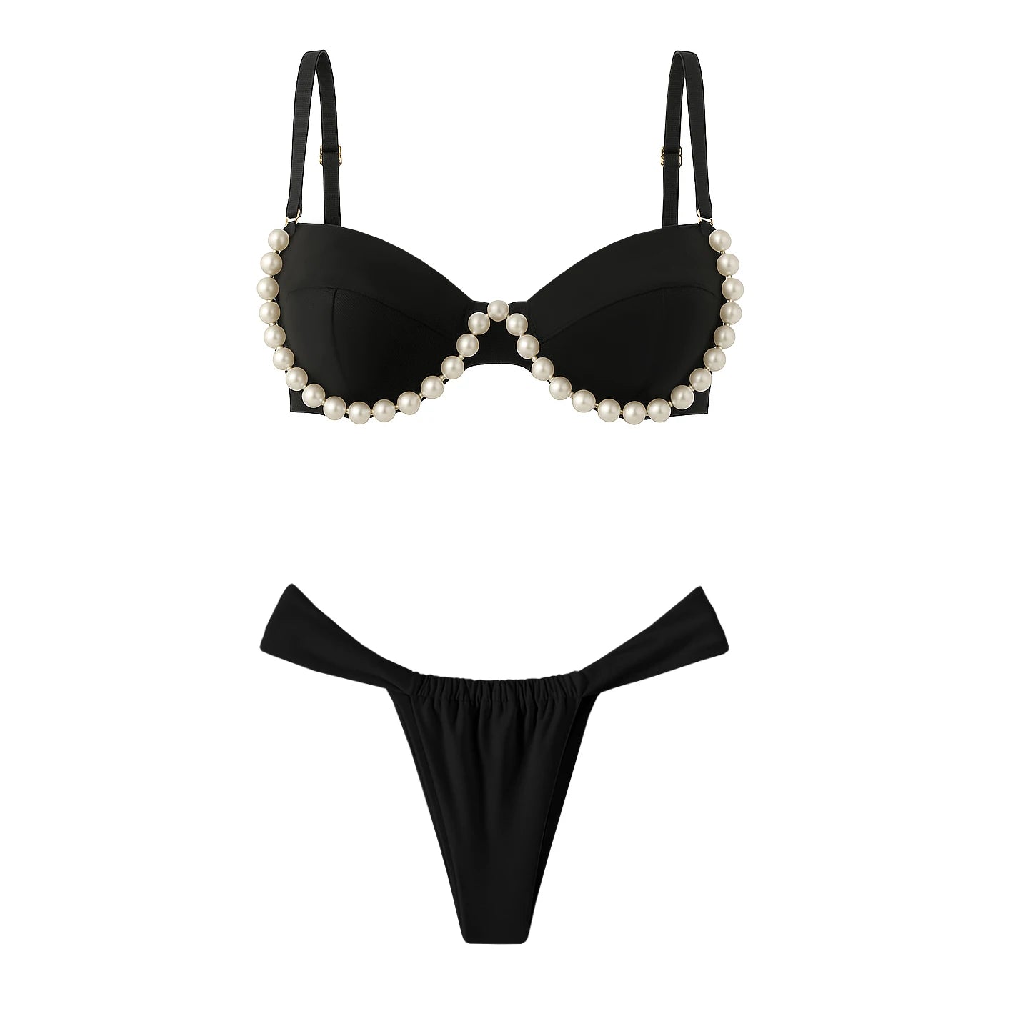 Pearl 3Pcs Bikini Set 2025 Bandeau Biquini Women Sexy Swimsuit Push Up Swimwear Female Mesh Skirt White Bathing Suit Beachwear - Kimlud