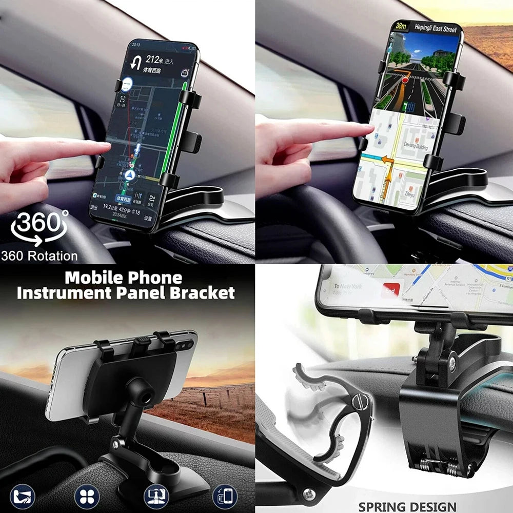 1PCS Quality Universal Car Phone Holder Portable 360° Degree Rotatable Multi-function Car Smartphone Mobile Phone Holder Clip