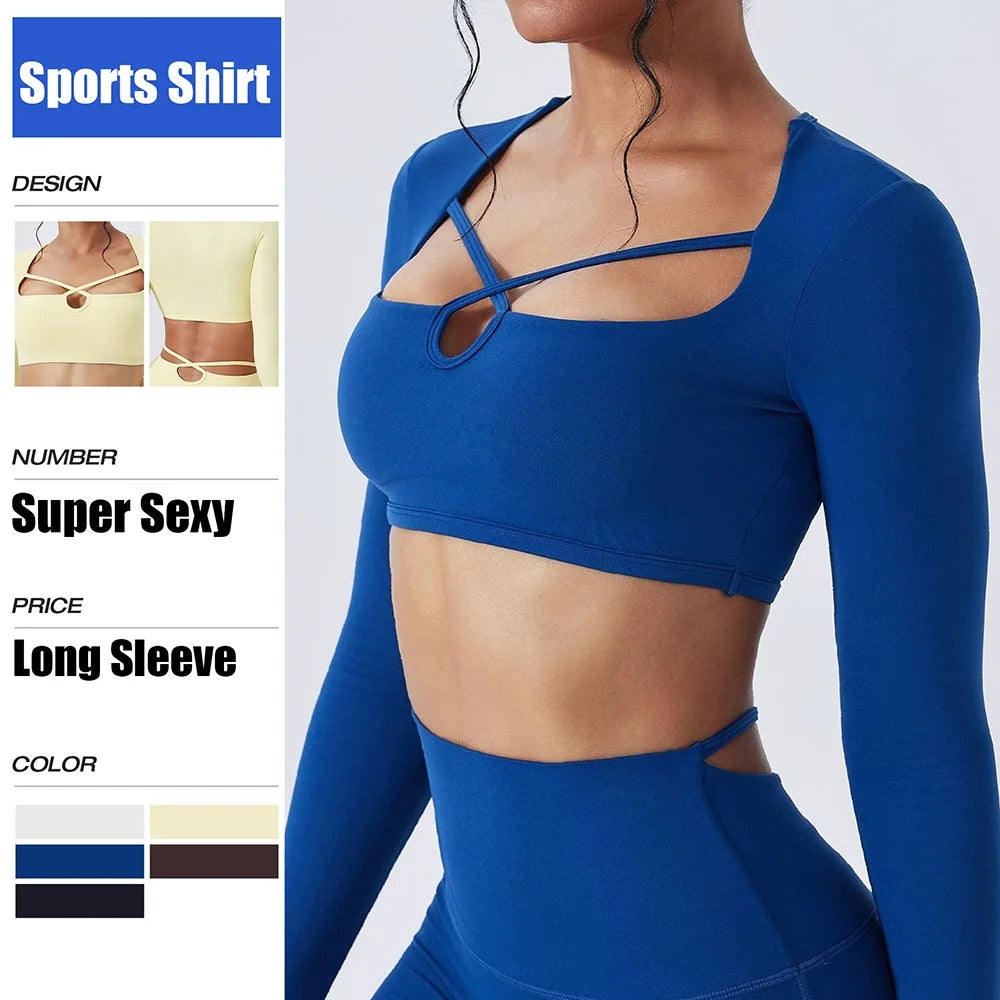 Cloud Hide HOT Girls Yoga Shirts Long Sleeve Blouses for Woman Sports Gym Fitness Running Top Pilates T-Shirt Workout Clothing - Kimlud