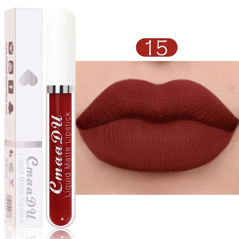 3Pcs/Set Waterproof Matte Nude Lip Gloss Brown Nude Pigment Dark Red Long Lasting Velvet Liquid Lipstick Women Makeup Lip Glaze