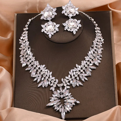 Stonefans Fashion 2pc/Set Wedding Crystal Larger Exaggerate Jewelry Set New Statement Bridesmaid Necklace and Earring Sets Women
