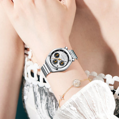 MINI FOCUS Fashion Ladies Watches Top Brand Luxury Multifunction Dial Stainless Steel Strap Elegant Quartz Women Watch Luminous