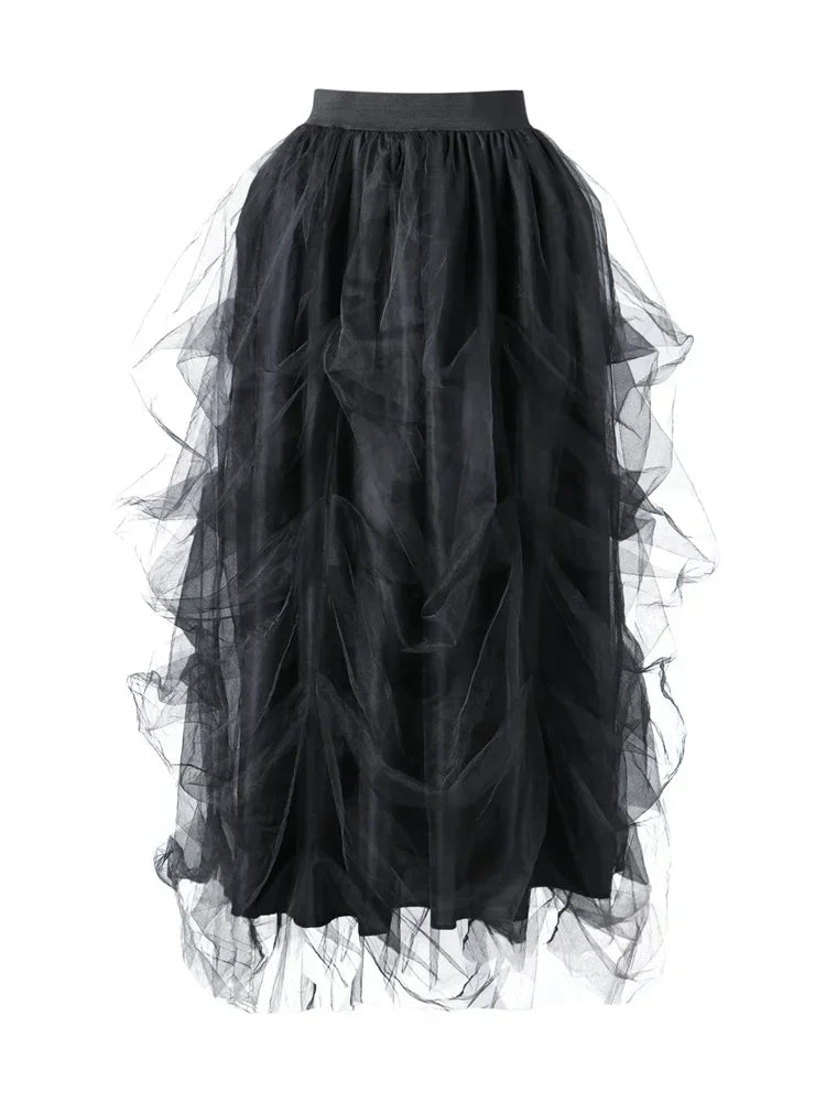 Women Layered Tulle Tutu Skirts for Evening Party Wedding High Waist Long Split Skirts Ladies Princess Bridal Prom Skirts Female