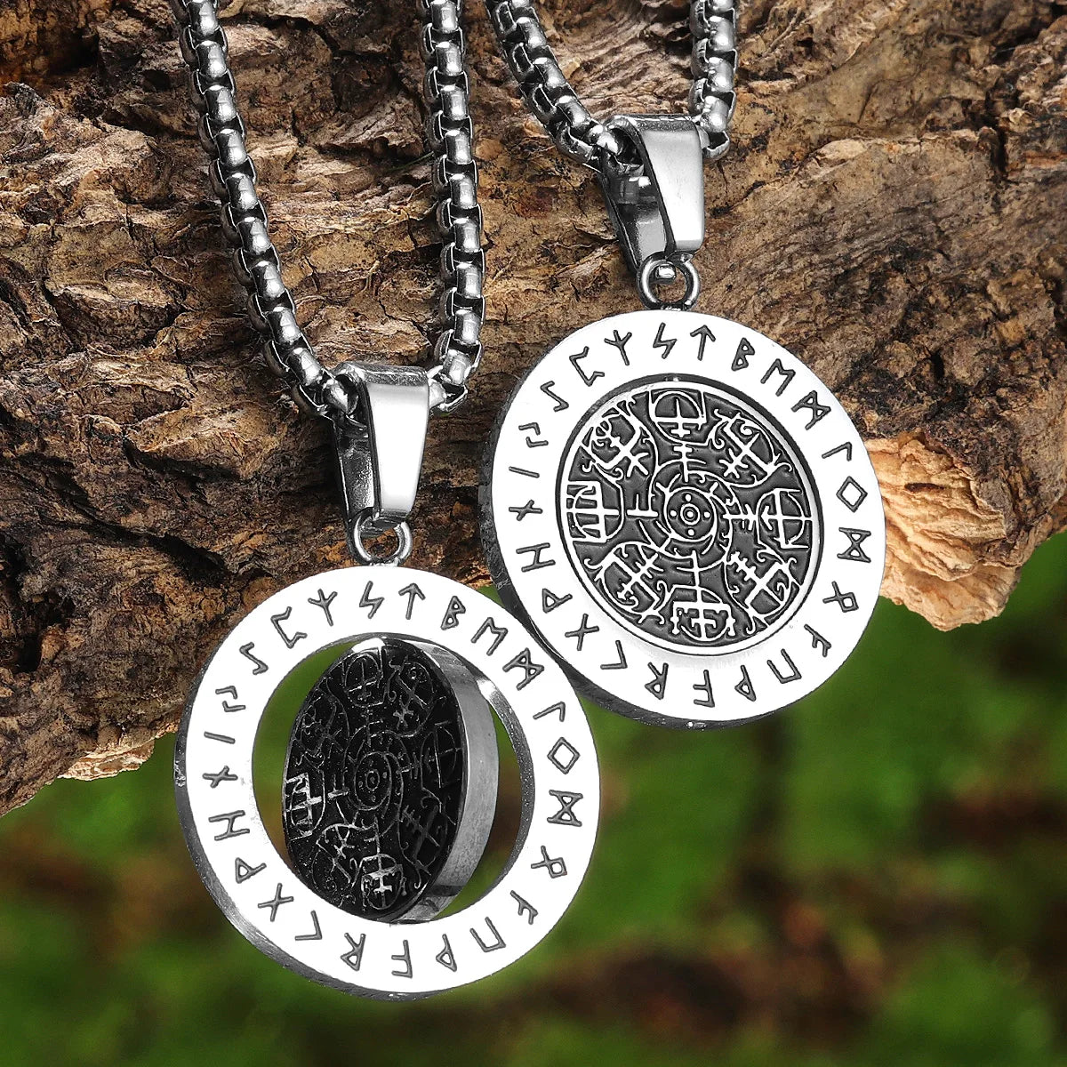 Rotatable Viking Compass Rune Men Necklaces With Pendant Stainless Steel Jewelry For Male Women Punk Accessories Gifts...