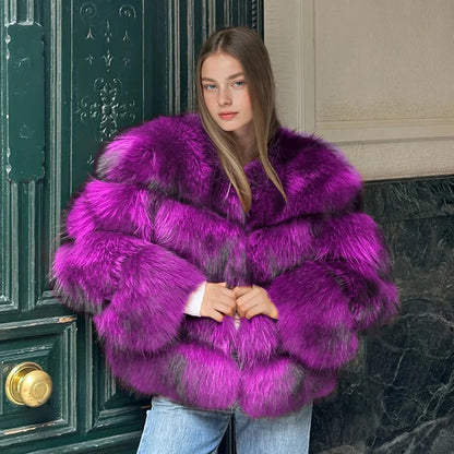 Natural Racoon Fur Coats Round Collar Genuine Fur Coat Cropped Raccoon Fur Coat Winter Women Best Selling Real Fur Coat
