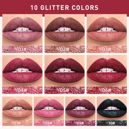 Diamond Liquid Lipstick Moisturizing Lasting Purple Sparkling Waterproof Lip Gloss Matte Glitter Lipstick Korean Makeup