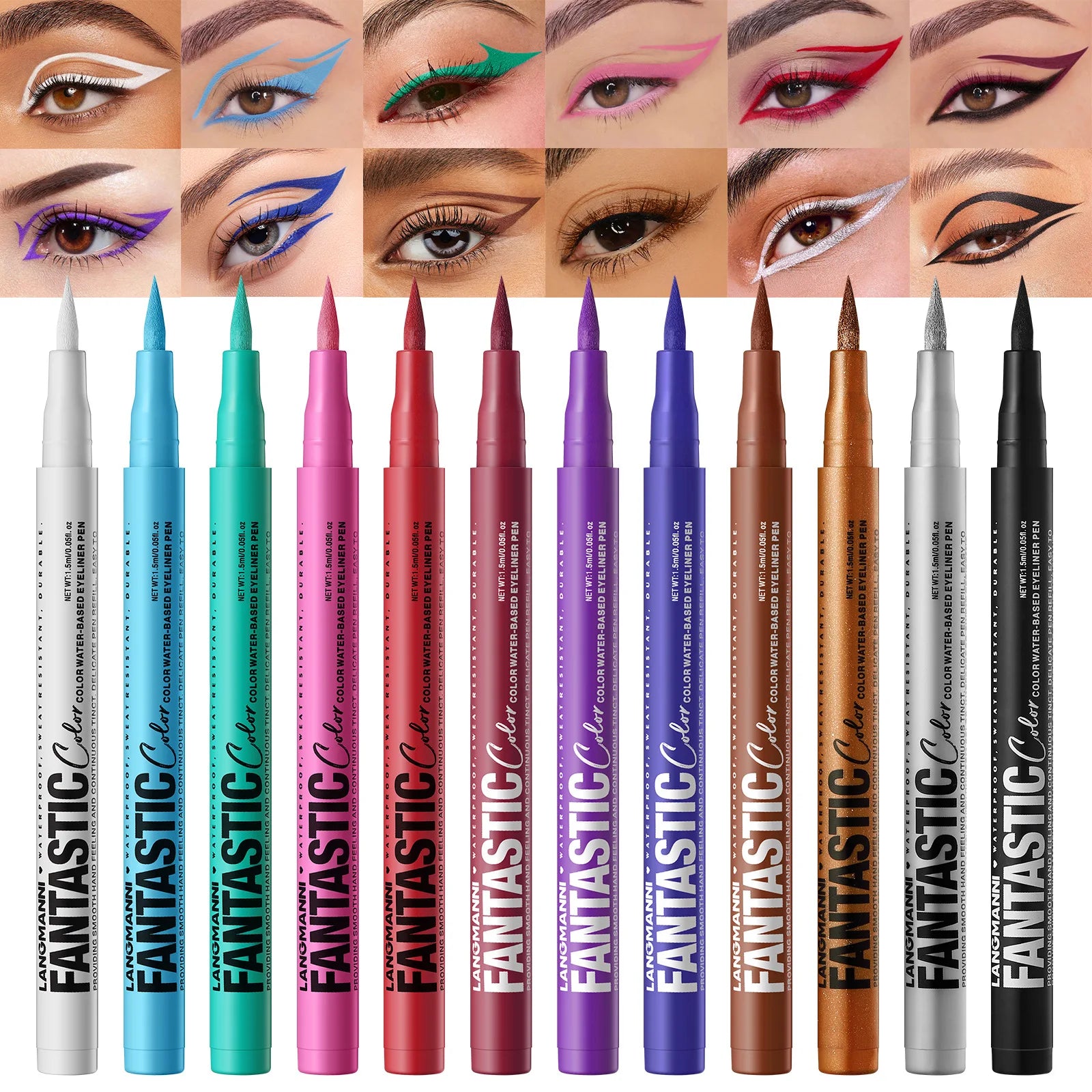 Matte Dark Purple Red Eye Liner Makeup White Liquid Eyeliner Quick-Drying Waterproof Eyeliner Pencil Long-Lasting 12...
