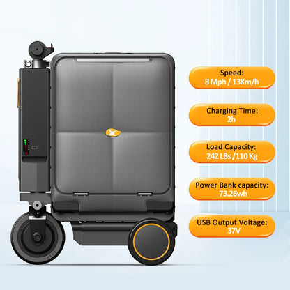 Smart Airwheels Rideable Electric Suitcase Motorized Luggage USB Port Aluminum Frame Carry on with Battery | Kimlud...