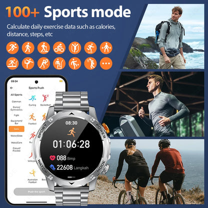 LIGE Smart Watch Man 1000mAh Long Standby Outdoor Smartwatch Men LED Flashlight Waterproof Heart Rate Sport BT Call Smartwatches