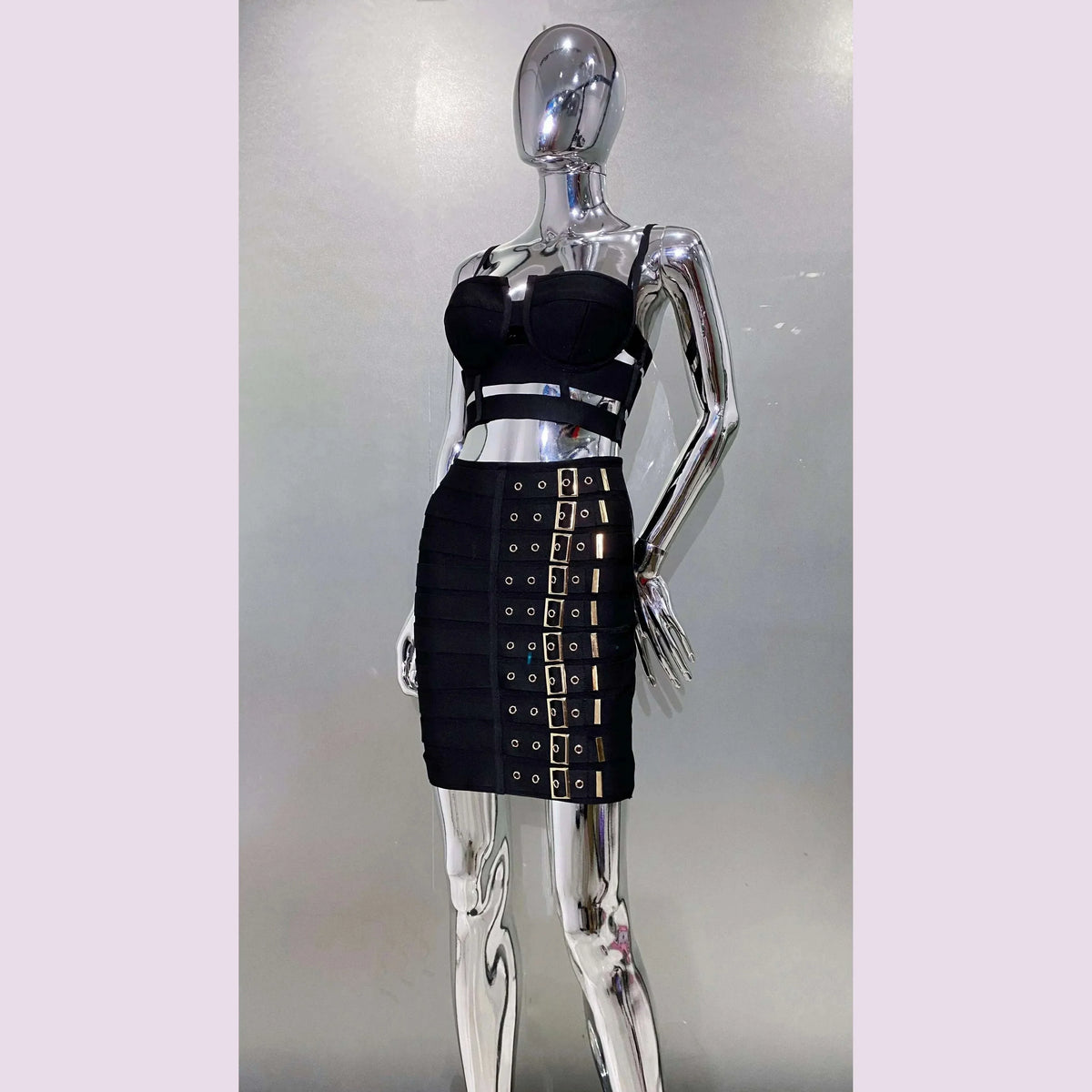 2023 New Arrival Women Sexy Bandage Tops Fashion Pencil Skirts Set Nightclub Party Celebrate Women's Set High Quality