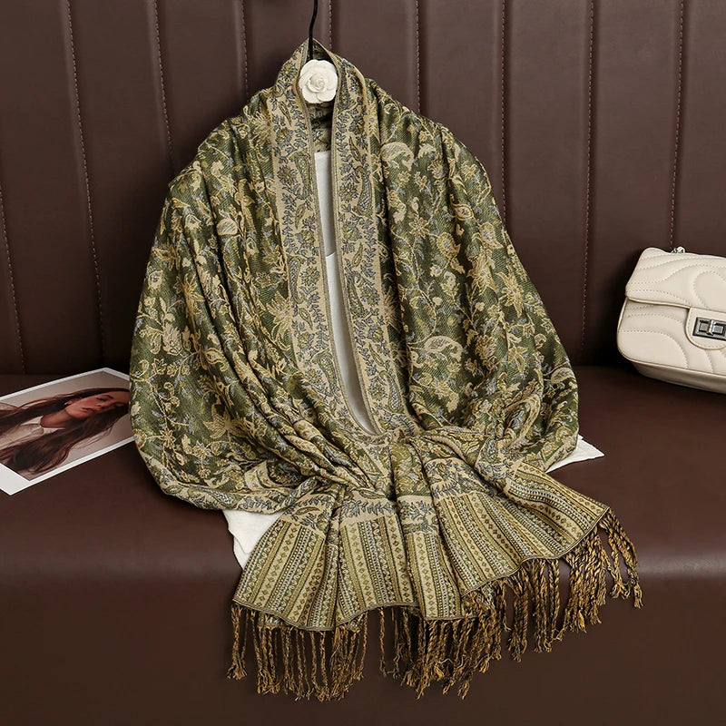 Luxury Brand Autumn Cashmere Pashmina Shawl Lady Wrap Warm Winter Scarves Design Print Female Foulard Cotton Stoles...