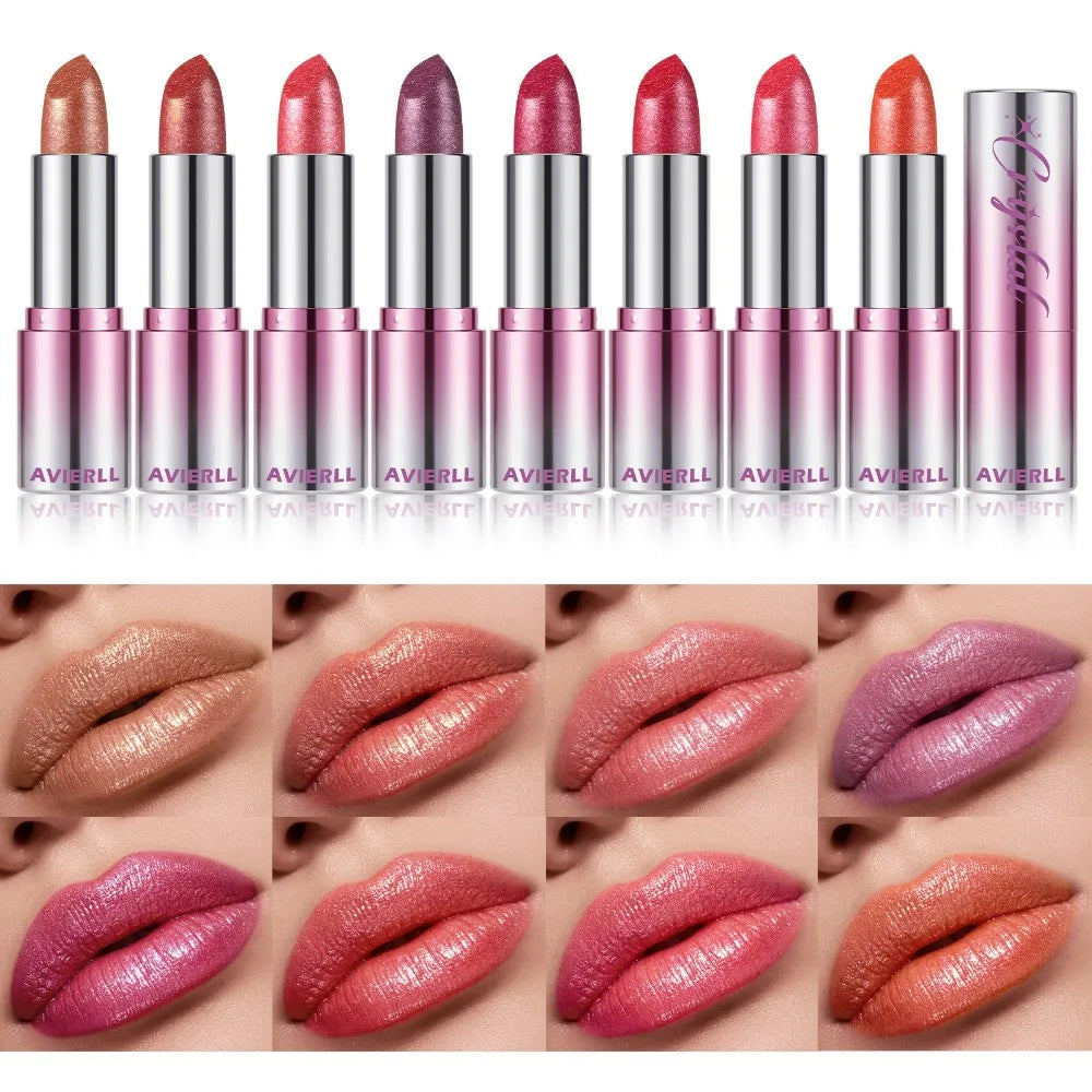 14 Colors Metallic Sparkle Lipstick Polarizing Pigment Diamond Shine Gold Pearlescent Lipgloss Long Lasting Lip Beauty Makeup