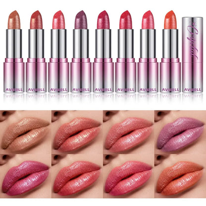 14 Colors Metallic Sparkle Lipstick Polarizing Pigment Diamond Shine Gold Pearlescent Lipgloss Long Lasting Lip Beauty Makeup
