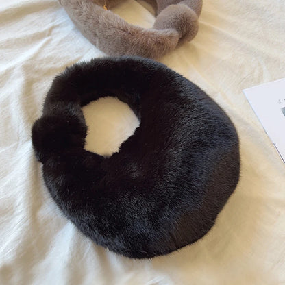 Solid Color Plush Dumpling Bag Simple Style Niche Design Faux Fur Handbag Tote Small Women's Underarm Hobo Bag