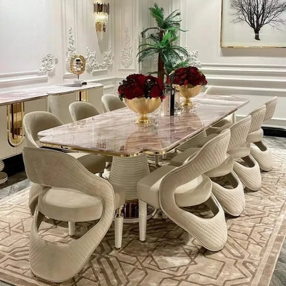 Dining Room Furniture High End Villa Dining Table Sets with 8 10 Chairs Marble Top Dining Table - Kimlud