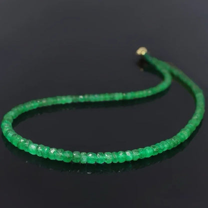 Natural Emerald Necklace 2-4mm Round Faceted Beryl Beads 20 Inch Handmade Strand | Kimlud Mid Range Jewelry