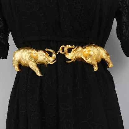 New Original Design Gold Elephant Leather Belt High Quality Personalized Fashion Women's Dress Elastic Belt Designer...