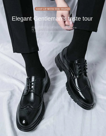 Handmade Men's Wingtip Oxford Shoes Black Leather Brogue Men's Formal Leather Shoes Classic Business Formal Men's Shoes Oxfords