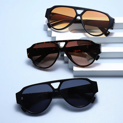 SO&EI Fashion Oversized Pilot Double Bridges Women Sunglasses Retro Rivets Men Red Green Shades UV400 Sun Glasses |...