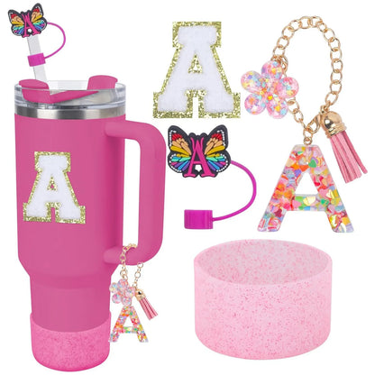 Accessories for Stanley Cup 40oz 30oz Letter Charms for Handle Silicone Boot,Straw Cover Topper & Sticker Charms
