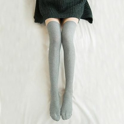 Women's Winter High Stockings Warm over Knee Soft Wool Stockings Cotton Striped Long Socks Thigh Stocking Lolita Thick Warm Sock - Kimlud