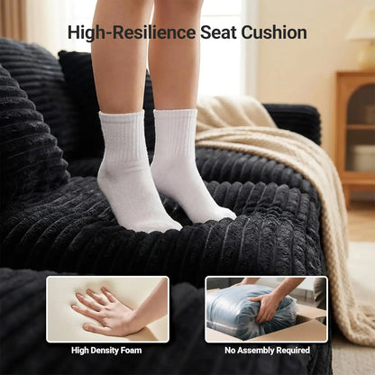 Boneless L-Shaped Modular Couch - 108 Inch Cloud Corduroy Sectional Sofa,Deep Seating Comfort, No Assembly, Ideal, Customized - Kimlud