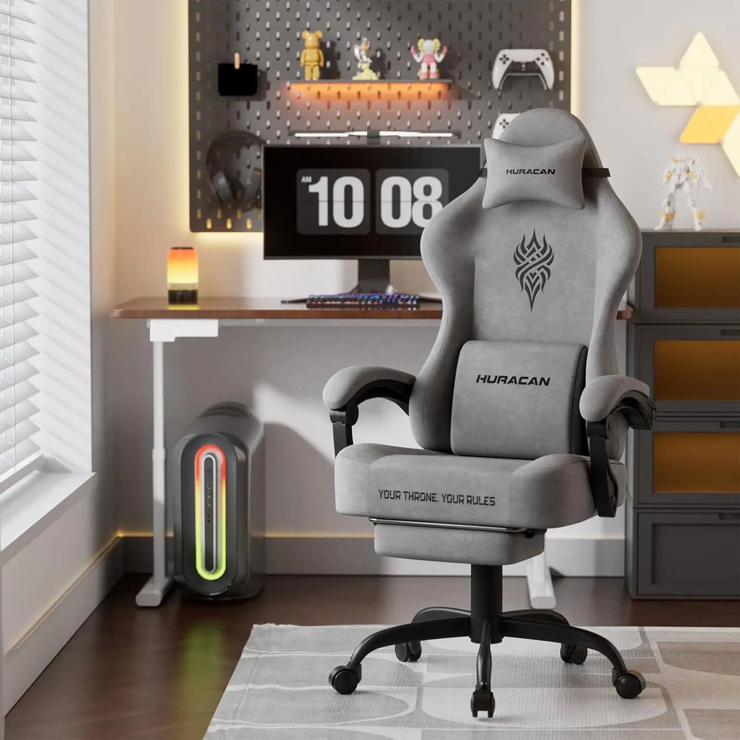 Red Velvet Fabric Gaming Chair for Adult, Ergonomic Comfortable Video Gamer Chair with Footrest, Reclining Office, Customized