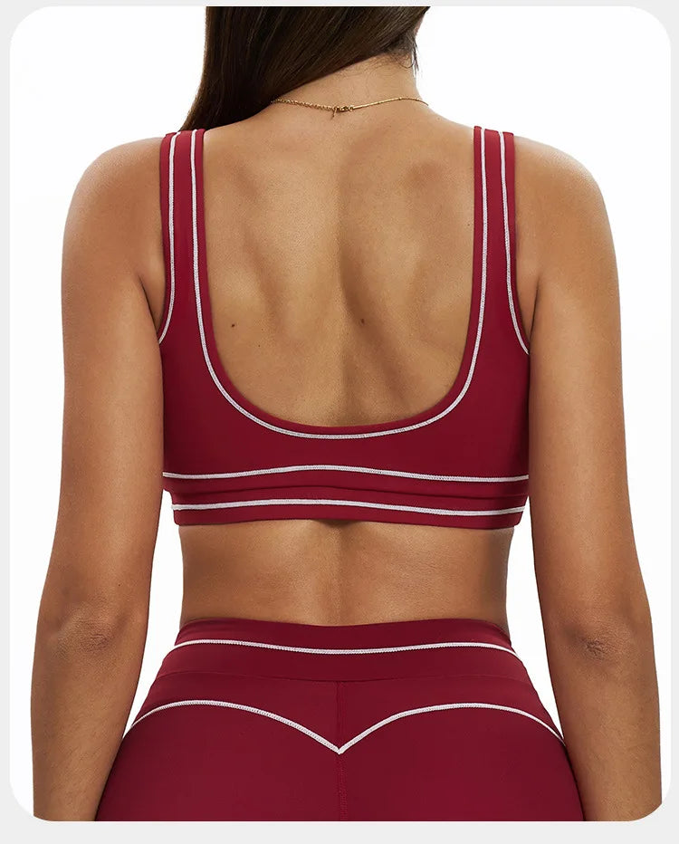 Breathable Yoga Bra Color Contrast Sports Bra Shockproof Gym Fitness Underwear High Strength Workout Top Female Sports...