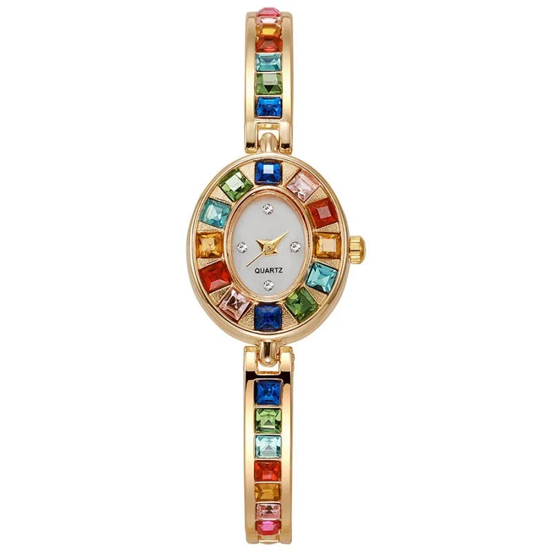 Fashion Rhinestone Women Watch Square Dial Ladies Quartz Watches Bracelet Band Wristwatches - Kimlud