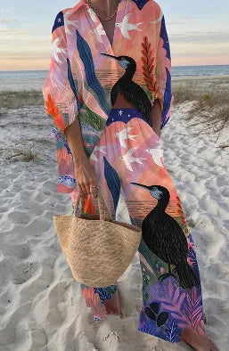 Boho Beach Holiday Print Shirt And Pants Two Pieces Sets Women Csaual Loose Long Sleeve Button Shirts Outfits Summer Pants Sets