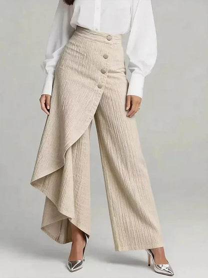 Y2K Pants Spring Summer Fashion Long Solid Color Casual Buckle Loose Wide Leg Pants Women Trousers Faux Denim