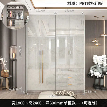 Support Storage Wardrobes Glass Door Shelves Organizers Luxury Wardrobe Bedroom Storage ClothesCupboard Armoires home Furniture - Kimlud