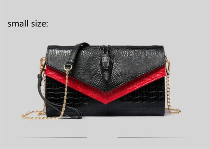 Alligator Pattern Women Cow Leather Clutch Bag Patchwork Crocodile Ladies Cowhide Shoulder or Crossbody Bags | Kimlud...