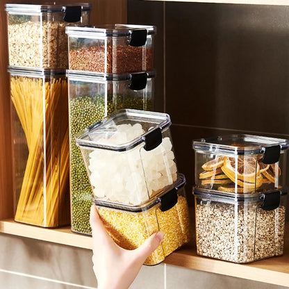 Sealed Jars Kitchen Grain Storage Organizer Large Tank Plastic Moisture-proof Storage Box Household Seasoning Jars Set - Kimlud
