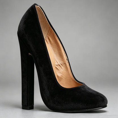 Elegant 6 Inch Purple Suede High Heel Pumps Women Sexy Block Heel Vintage Office Party Dress Shoes Plus Size 36-46
