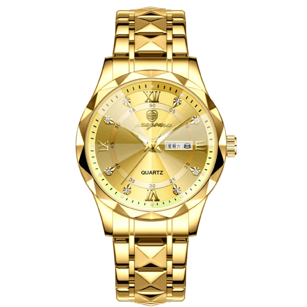 POEDAGAR Luxury Man Watch 5ATM Waterproof Luminous Date Week Quartz Men's Watches Stainless Steel Fashion Sport Men Wristwatch