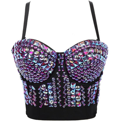 Quality Pearl Tank Tops Rhinestone Women Crop Top Club Clothes Streetwear Y2K Corset Woman Shaper Camis Fashion Feamale Clothing