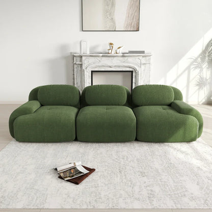 3-seater Sofa in Premium Cordsamt, Non-slip, Ergonomic Armrests and Highly Elastic Upholstery for Living Room and Bedroom, Green - Kimlud