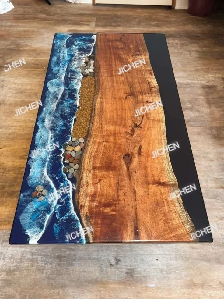 Premium Luxury Furniture Dining Kitchen Dining Solid Walnut Coffee River Epoxy Flat Table - Kimlud