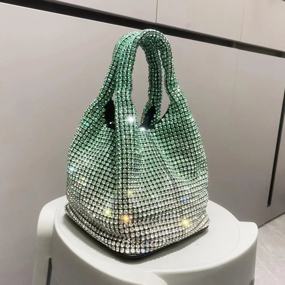 Handle Rhinestones Evening clutch Bag Purses and handbag luxury Designer hobo shoulder bag Shiny Crystal Clutch purse bucket bag