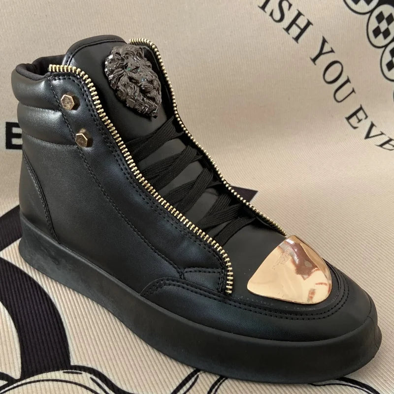 original shoes brand high top casual shoes for man zip decoration casual sneakers mens ankle boots sports hip-hop running shoes - Kimlud