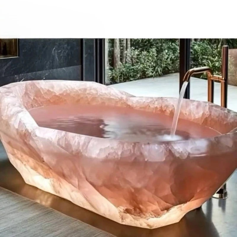 Irregular pink agate bathtubs for custom apartments and villas